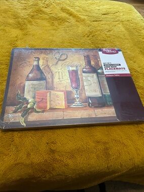 Better Homes And Gardens Burgundy and Cream Wine & Cheese Placemats - Set of 4